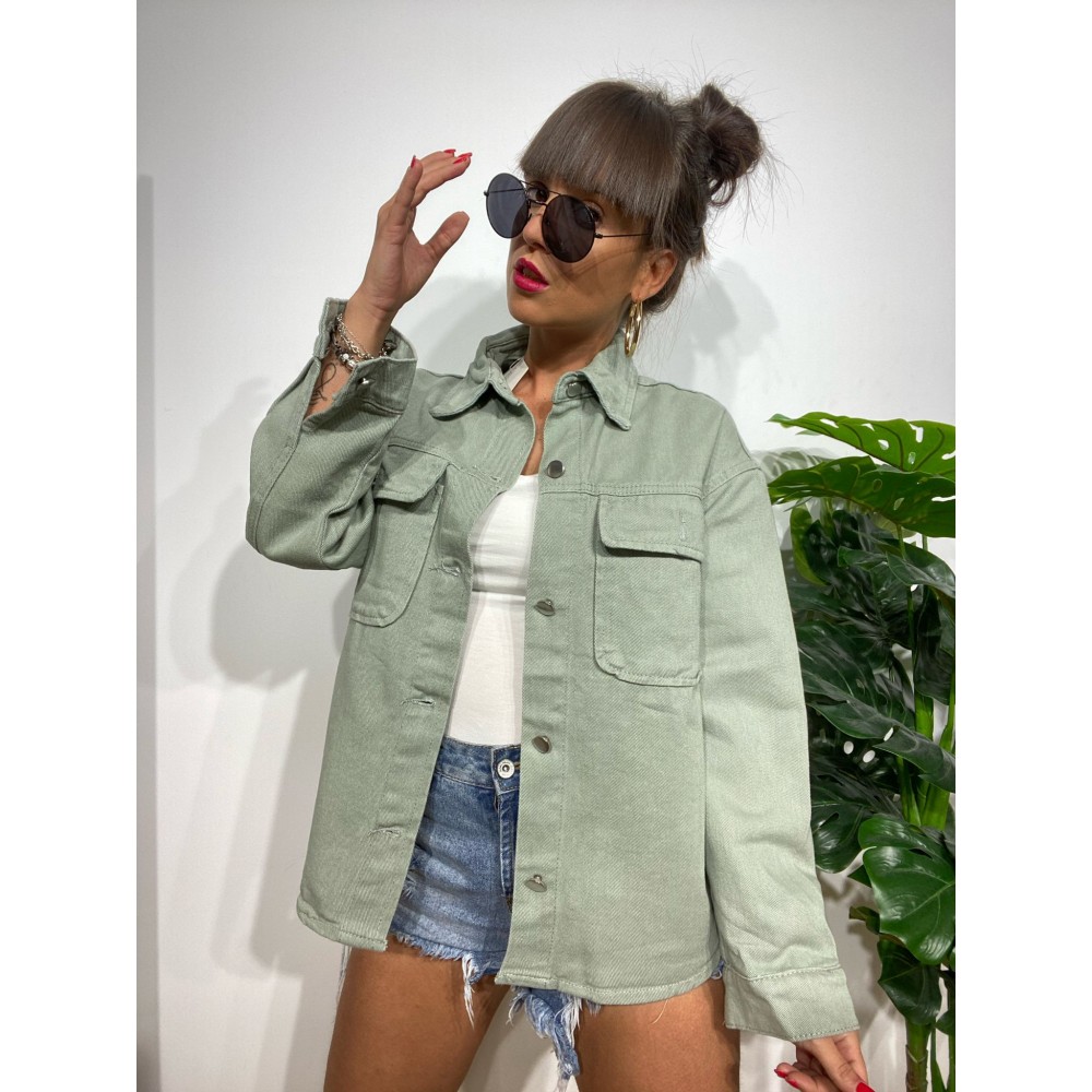 Sobrecamisa Denim Básica MAZZEA Verde Heve Sobrecamisa Denim Básica MAZZEA Verde Heve