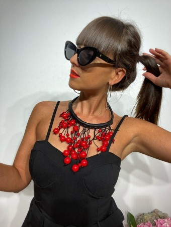 Collar Abalorios Racimo Rojo 23 Heve Collar Abalorios Racimo Rojo 23 Heve
