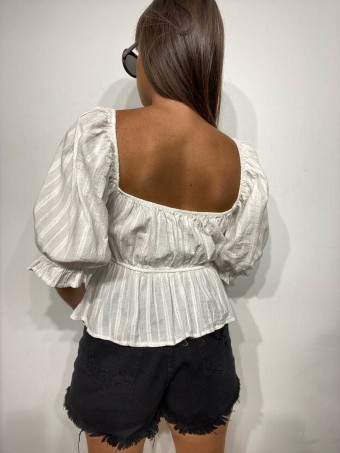 Blusa Abullonada LARZA Blanco Heve Blusa Abullonada LARZA Blanco Heve