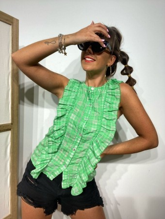 Blusa Cuadros LUELLA Verde Heve Blusa Cuadros LUELLA Verde Heve