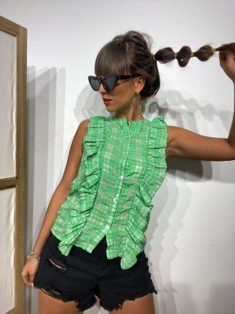 Blusa Cuadros LUELLA Verde Heve Blusa Cuadros LUELLA Verde Heve