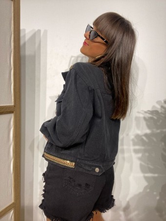 Cazadora Denim Cenefa WAYMIRE Negro Heve Cazadora Denim Cenefa WAYMIRE Negro Heve