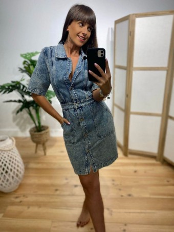 Vestido Denim Acid Wash FREIDA Heve Vestido Denim Acid Wash FREIDA Heve