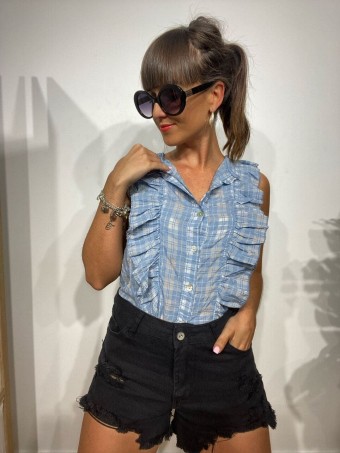 Blusa Cuadros LUELLA Azul Heve Blusa Cuadros LUELLA Azul Heve