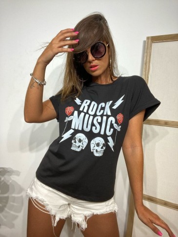 Camiseta ROCK MUSIC Negro Heve