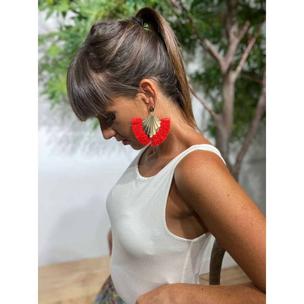 Pendientes Abanico QUERCUS Rojo Heve Pendientes Abanico QUERCUS Rojo Heve