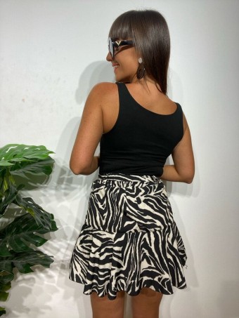Falda Print NARITA Beige/Negro HEVE Falda Print NARITA Beige/Negro HEVE