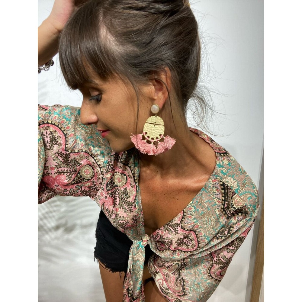 Pendientes Borlas DANELLA Rosa Heve Pendientes Borlas DANELLA Rosa Heve