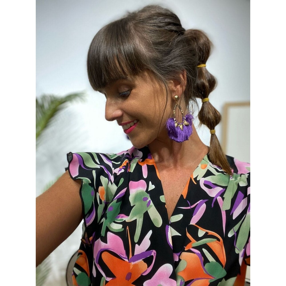 Pendientes Hojas BANNEY Morado Heve Pendientes Hojas BANNEY Morado Heve
