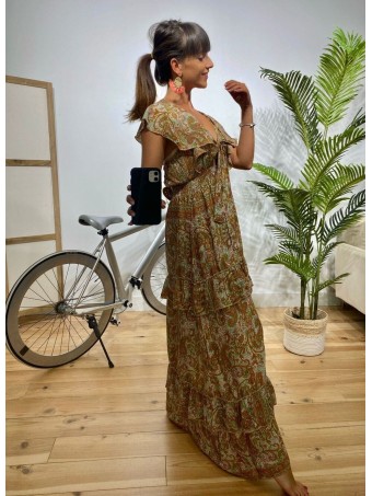Vestido Volantes LIZZIE Camel Heve Vestido Volantes LIZZIE Camel Heve