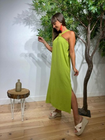 Vestido Nudo NALINA Verde Aguacate Heve Vestido Nudo NALINA Verde Aguacate Heve