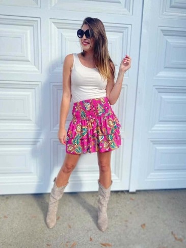 Falda Volantes AMAIRANI Fucsia Heve