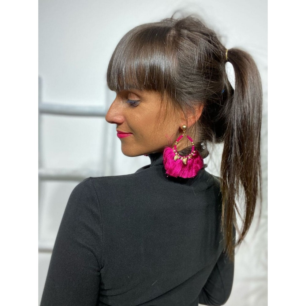 Pendientes Hojas BANNEY Fucsia Heve Pendientes Hojas BANNEY Fucsia Heve