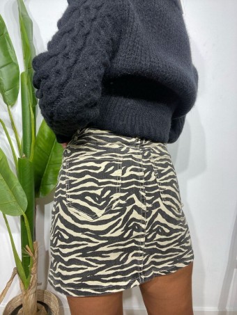 Falda Print YORUBA Beige/Negro Heve Falda Print YORUBA Beige/Negro Heve