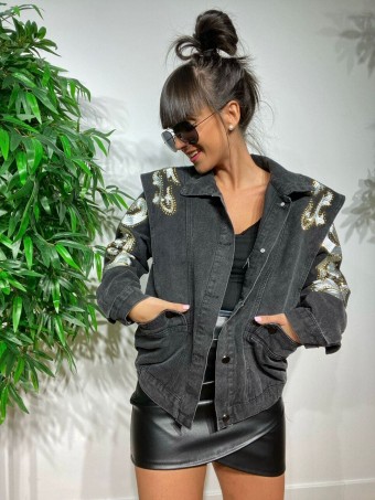 Cazadora Denim Retro KELLEN Negro Heve Cazadora Denim Retro KELLEN Negro Heve