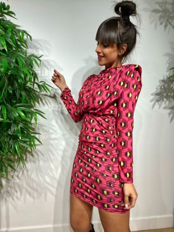 Vestido Hombreras DARANE Fucsia Heve Vestido Hombreras DARANE Fucsia Heve