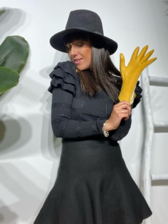 Guantes Pompón DELIAK Mostaza Heve