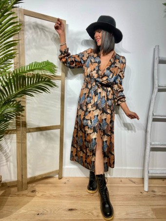 Vestido Satinado Floral YENERIS Heve