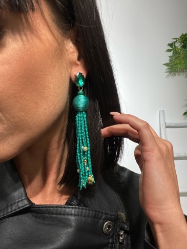 Pendientes Flecos CAALIYAH Verde Heve