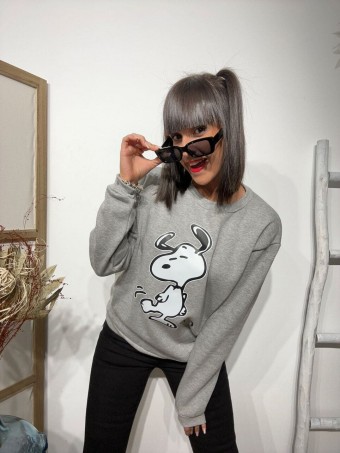 Sudadera Algodón SNOOPY COOL Gris Heve