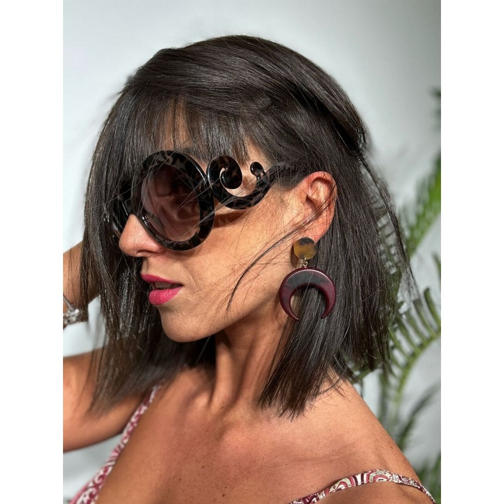 Pendientes Media Luna KAYSA Berenjena heve Pendientes Media Luna KAYSA Berenjena heve