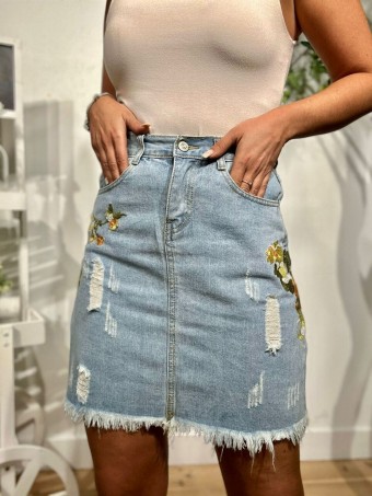 Falda Denim Bordados AIZOON Heve Falda Denim Bordados AIZOON Heve