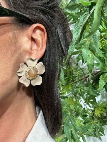 Pendientes Flor ALOE Taupe Heve