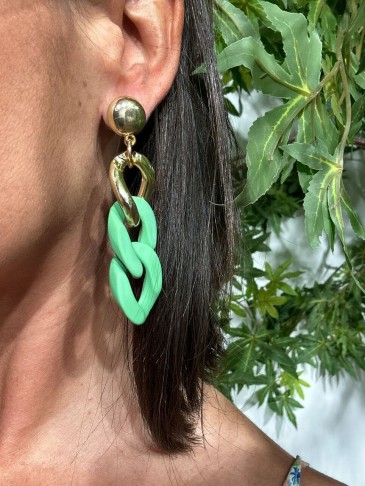 Pendientes Eslabones CHAIRA Verde Heve