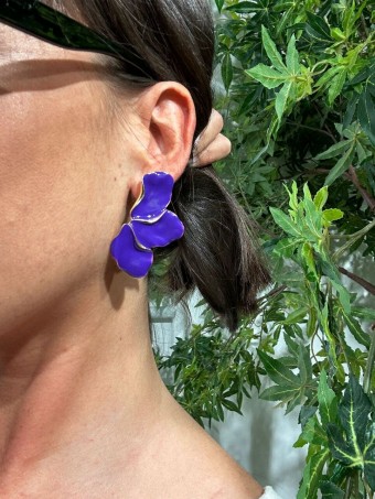 Pendientes Esmaltados TULIPA Morado Heve