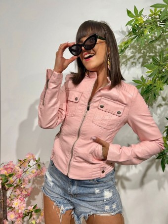 Biker Polipiel COREY Rosa HEVE Biker Polipiel COREY Rosa HEVE
