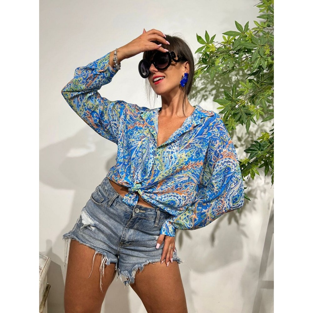 Blusa Nudo Cachemires TIARA Azul Heve Blusa Nudo Cachemires TIARA Azul Heve