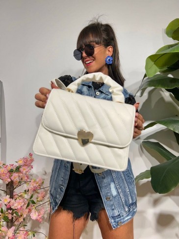 Bolso Acolchado Corazón COURIER Blanco HEVE