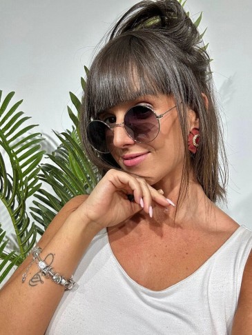 Gafas Sol Redondas Plata/Negro 27 HEVE
