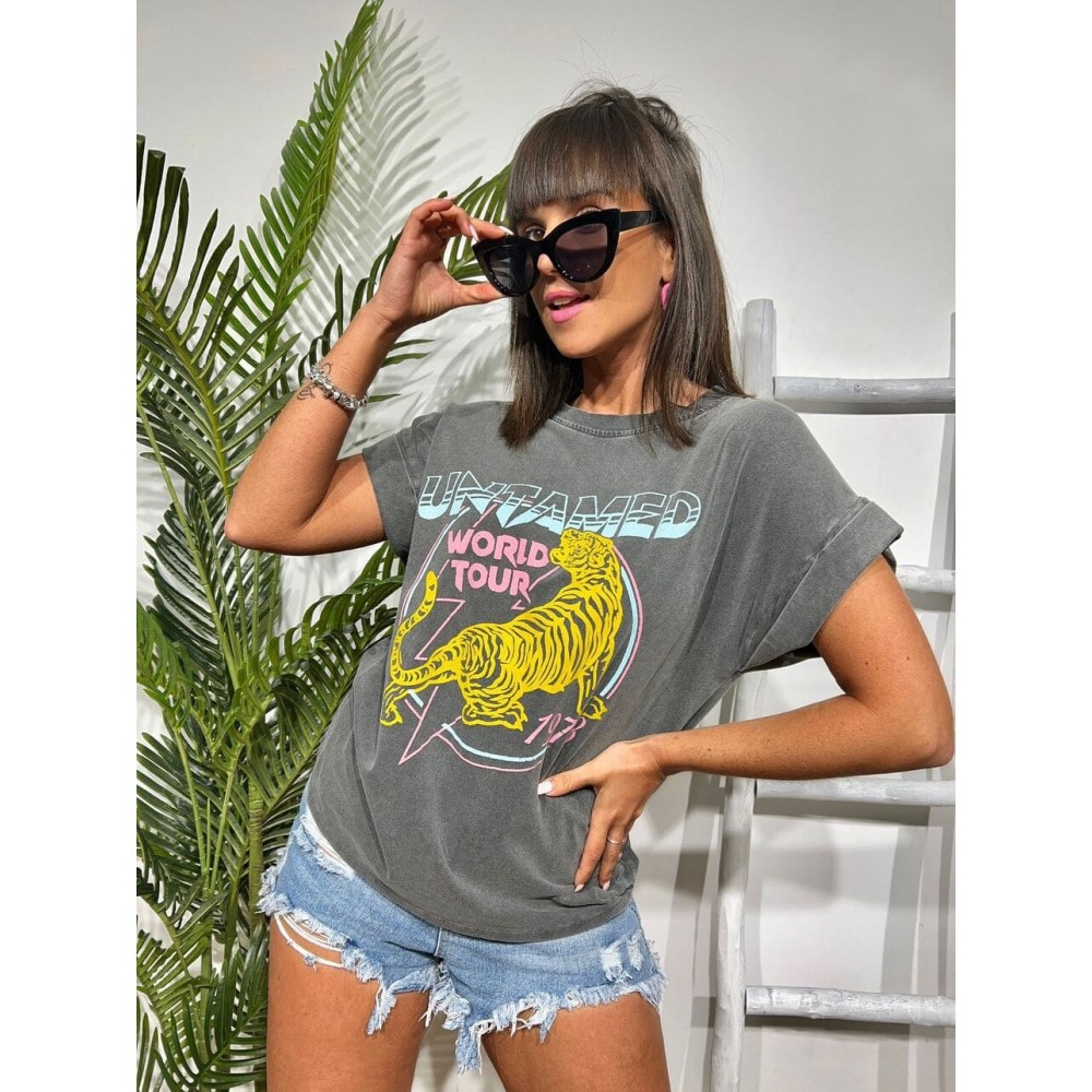Camiseta Algodón UNTAMED 1978 Gris HEVE Camiseta Algodón UNTAMED 1978 Gris HEVE