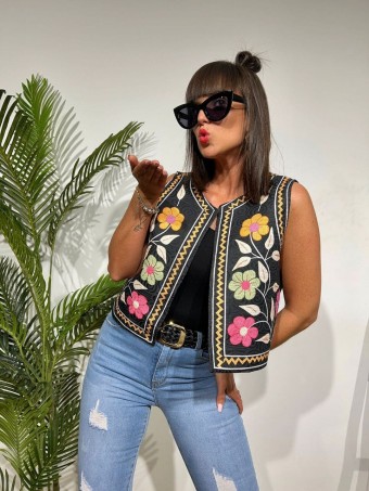 Chaleco Estampado CHRYSAOR Negro HEVE Chaleco Estampado CHRYSAOR Negro HEVE