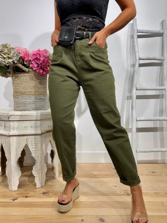 Jeans Slouchy SAROLT Verde Militar HEVE Jeans Slouchy SAROLT Verde Militar HEVE