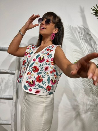 Chaleco Estampado AVALUNA Blanco HEVE Chaleco Estampado AVALUNA Blanco HEVE