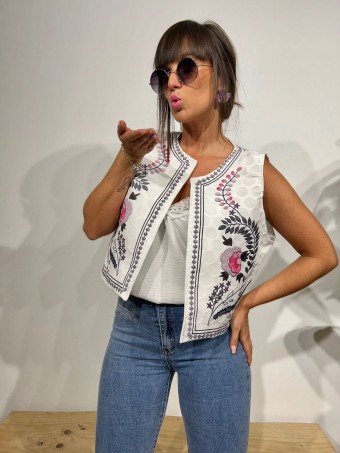 Chaleco Estampado DEVENDRA Blanco HEVE Chaleco Estampado DEVENDRA Blanco HEVE