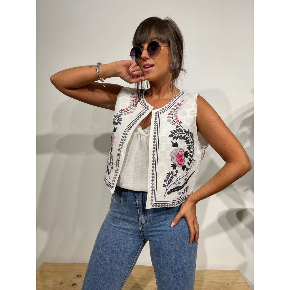 Chaleco Estampado DEVENDRA Blanco HEVE Chaleco Estampado DEVENDRA Blanco HEVE