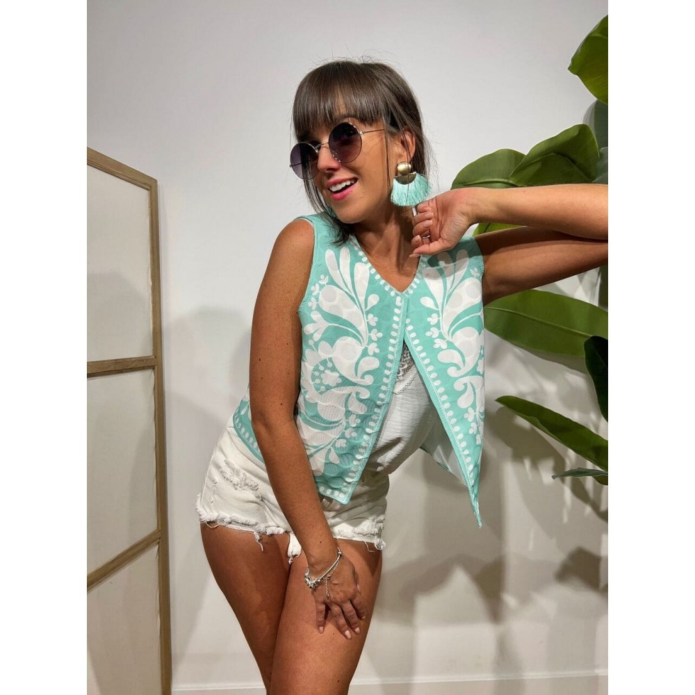 Chaleco Estampado PAWLEY Aguamarina HEVE Chaleco Estampado PAWLEY Aguamarina HEVE