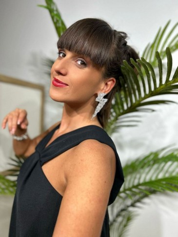 Pendientes Strass Rayo LUCILLE Plata HEVE