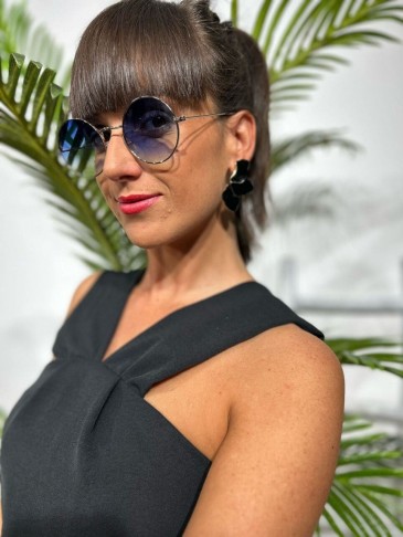 Gafas Sol Redondas Plata/Azul 28 HEVE