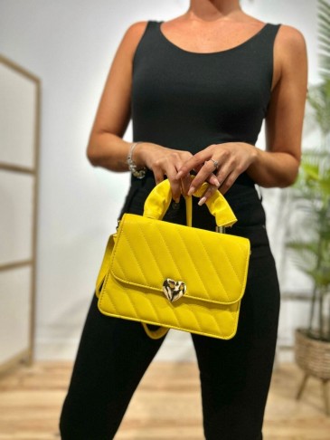Bolso Acolchado Corazón COURIER Amarillo HEVE