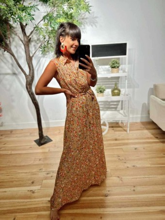 Vestido Camisero Floral SOLACE Camel HEVE