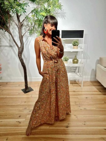 Vestido Camisero Floral SOLACE Camel HEVE