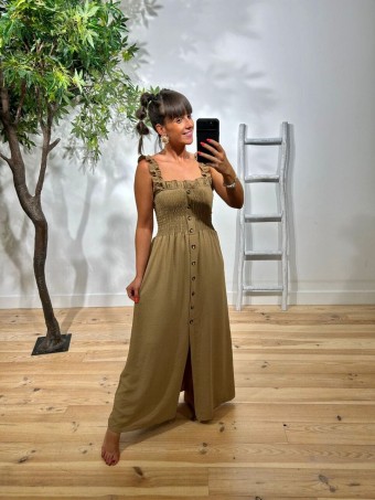 Vestido Nido Abeja KIRAZ Taupe HEVE