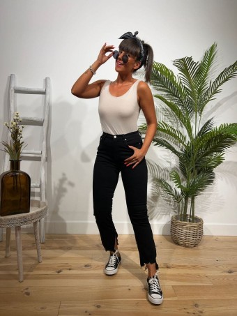 Jeans Ankle Ripped KRAVEN Negro HEVE Jeans Ankle Ripped KRAVEN Negro HEVE