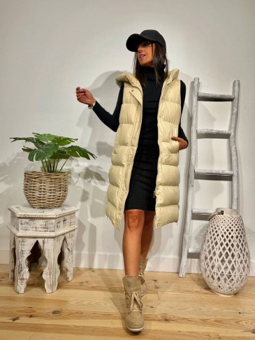 Chaleco Acolchado Polipiel RICKER Beige HEVE