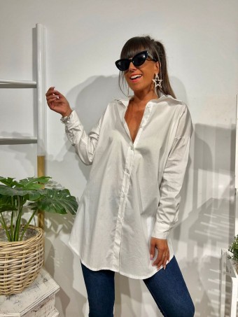 Camisa Básica Extra-Long SOFÍA Blanco HEVE