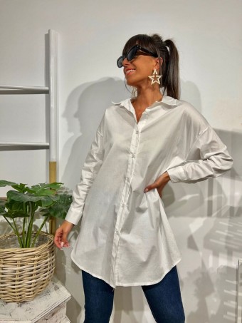 Camisa Básica Extra-Long SOFÍA Blanco HEVE